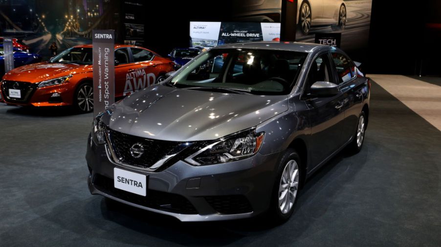 A new Nissan Sentra at an auto show