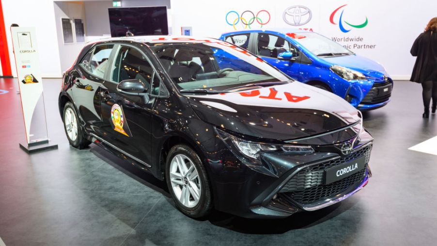 Toyota Corolla compact hatchback car on display at Brussels Expo
