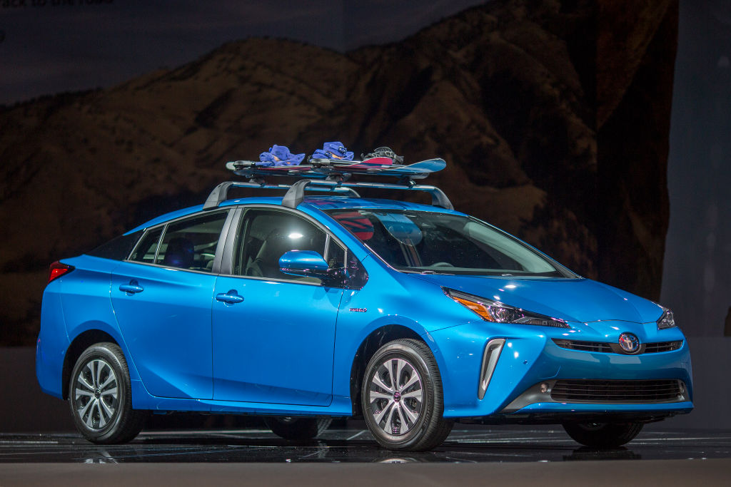 The 2019 Toyota Prius with AWD is shown at the auto trade show, AutoMobility LA