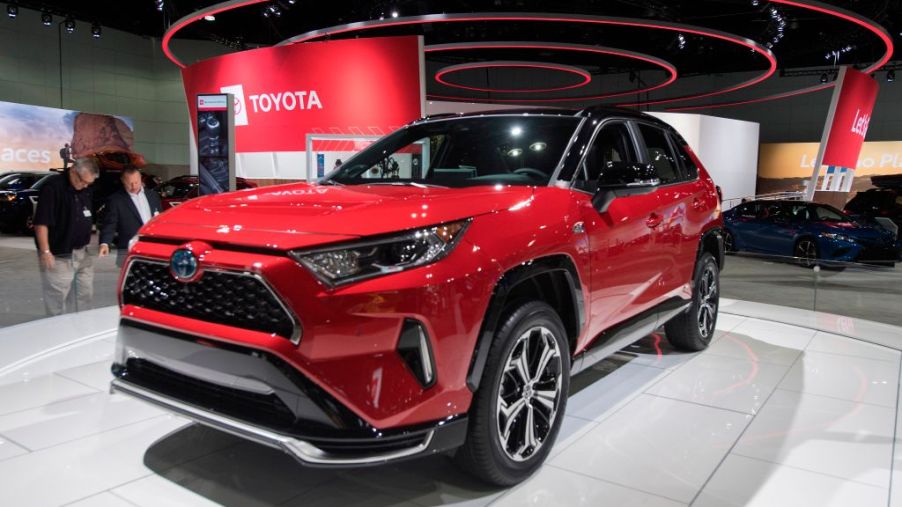 The 2021 Toyota RAV4 Prime on display during the AutoMobility LA event