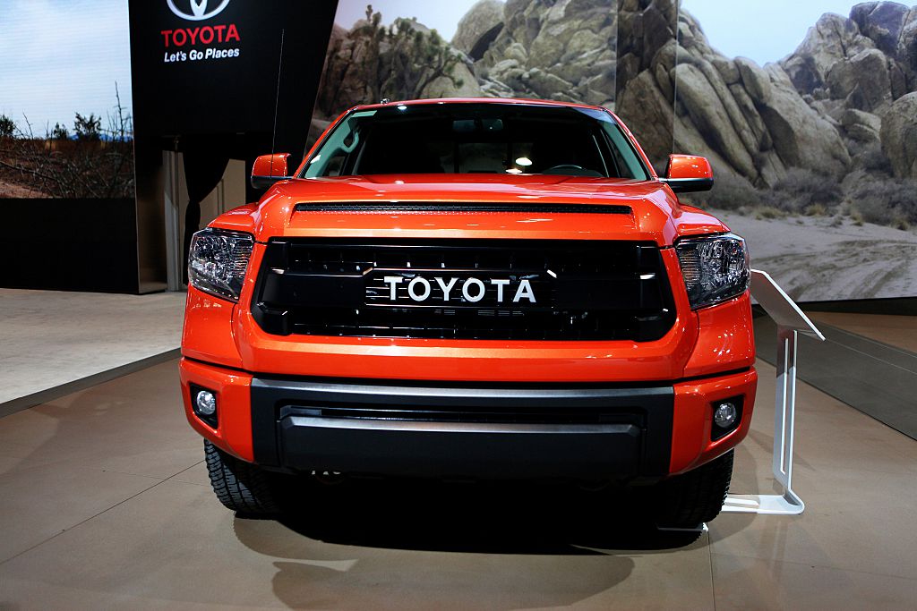 A Toyota Tundra TRD Pro on display at an auto show