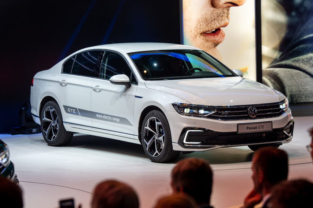 Volkswagen Passat GTE is displayed during the first press day at the 89th Geneva International Motor Show