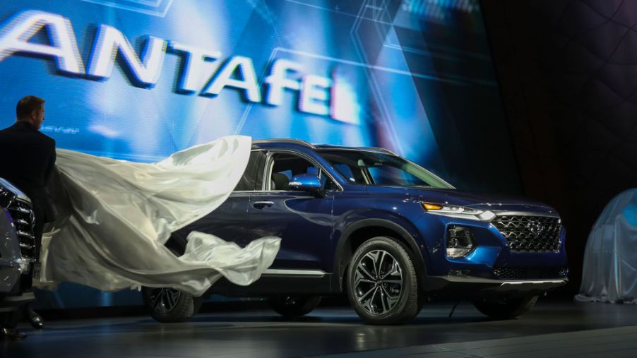 The 2019 Hyundai Santa Fe is unveiled at the New York International Auto Show