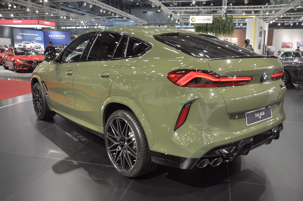 The 2020 BMW X6 M on display at an auto show