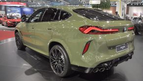 The 2020 BMW X6 M on display at an auto show
