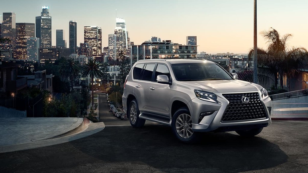 2020 Lexus GX 460 with city scape in the background 