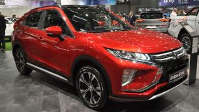 The 2020 Mitsubishi Eclipse Cross on display at an auto show