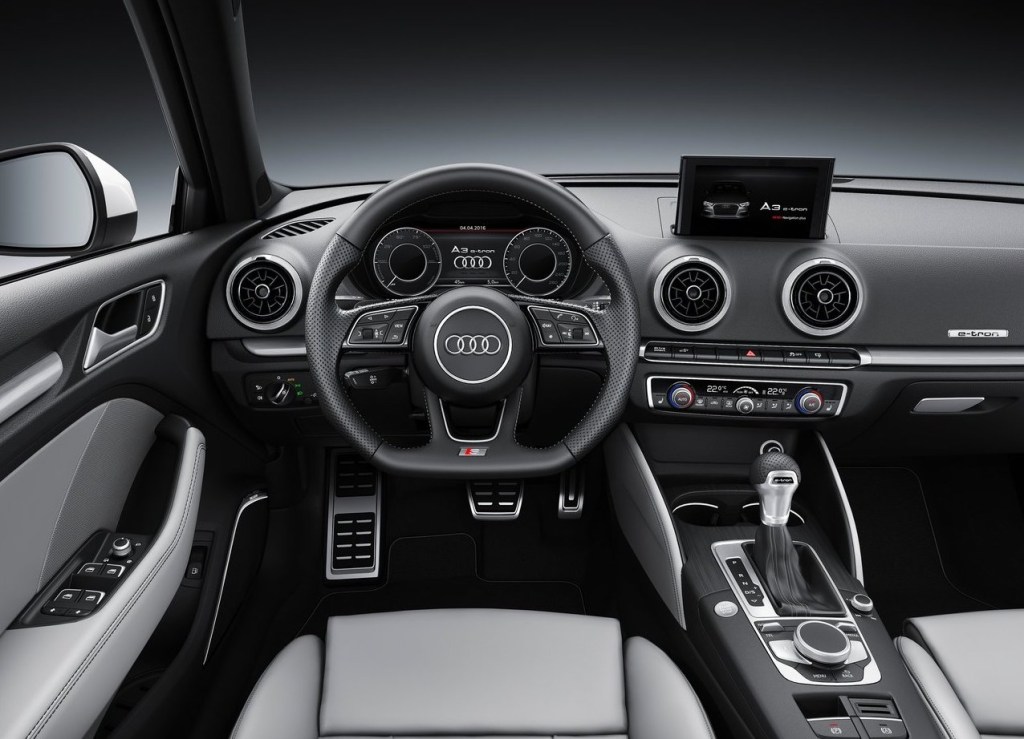 Audi E-Tron's black interior  space.