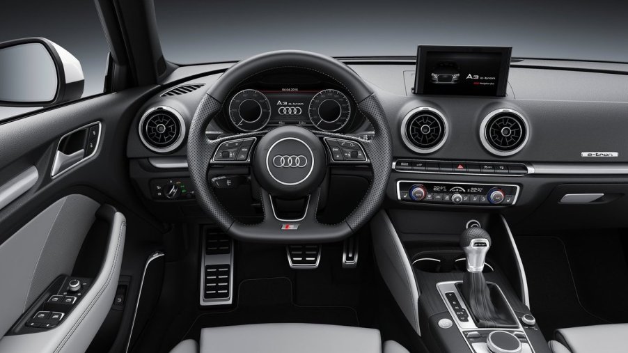 Audi E-Tron's black interior space.
