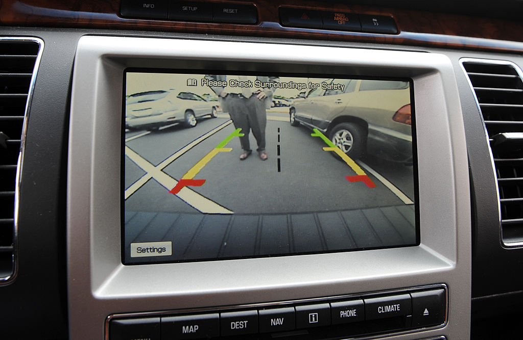The backup camera display on a Ford Flex.