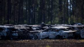 Charred Remains of Cars
