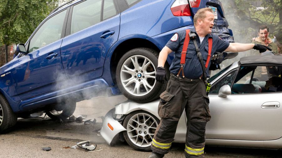 A car crash scene from 'Chicago Fire'