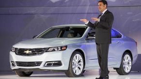 Mark Reuss, President of General Motors North America, introduces the newly unveiled 2014 Chevrolet Impala at the New York International Auto Show