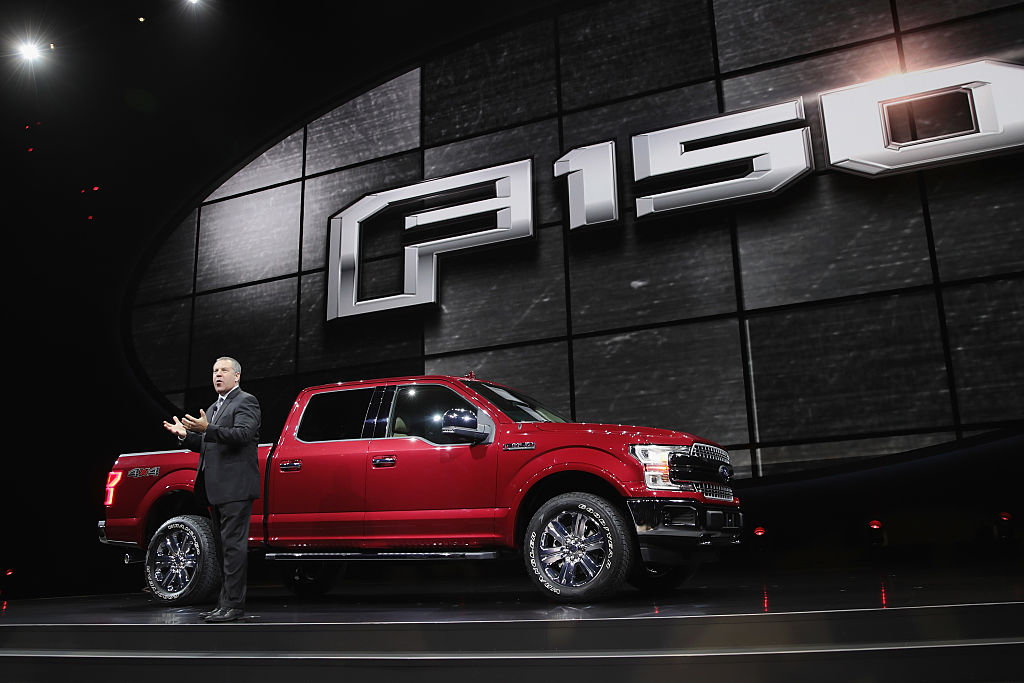 Joe Hinrichs, president of the Americas for Ford, introduces Ford's new F-150 at the North American International Auto Show