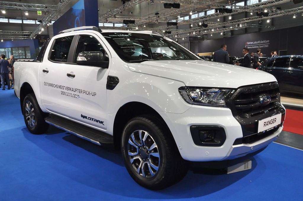 A Ford Ranger is seen during the Vienna Car Show press preview at Messe Wien, as part of Vienna Holiday Fair