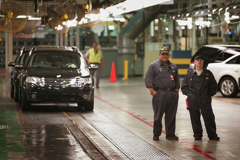 Ford workers assembling the Taurus X