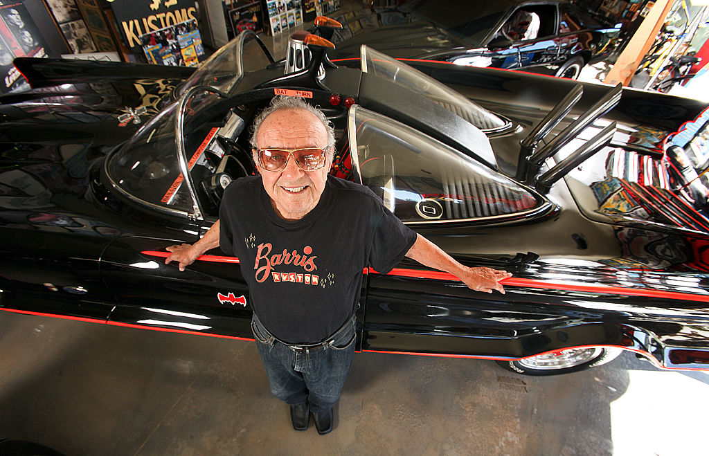 George Barris standing by the Batmobile