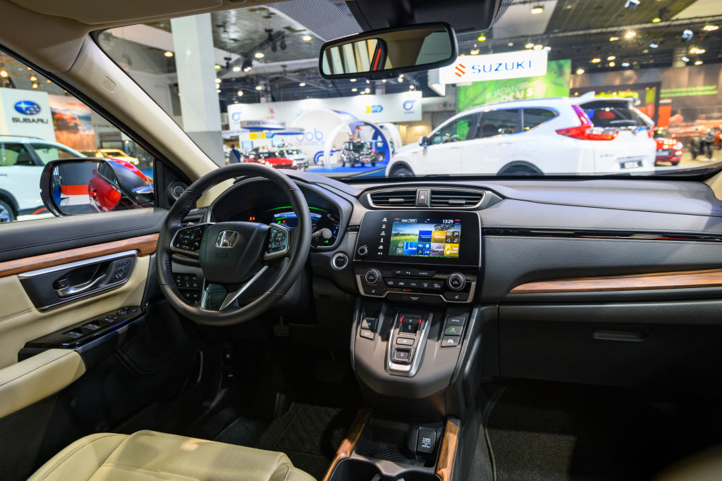 Honda CR-V icompact crossover SUV interior on display at Brussels Expo