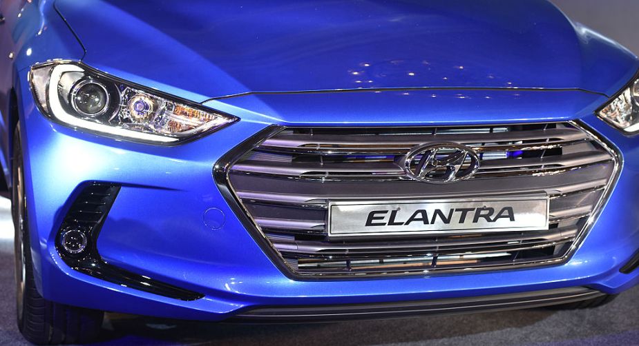 Front view of all new Elantra Hyundai car during its launch ceremony at Taj Place Hotel