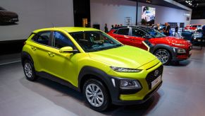 Hyundai Kona compact crossover suv on display at Brussels Expo