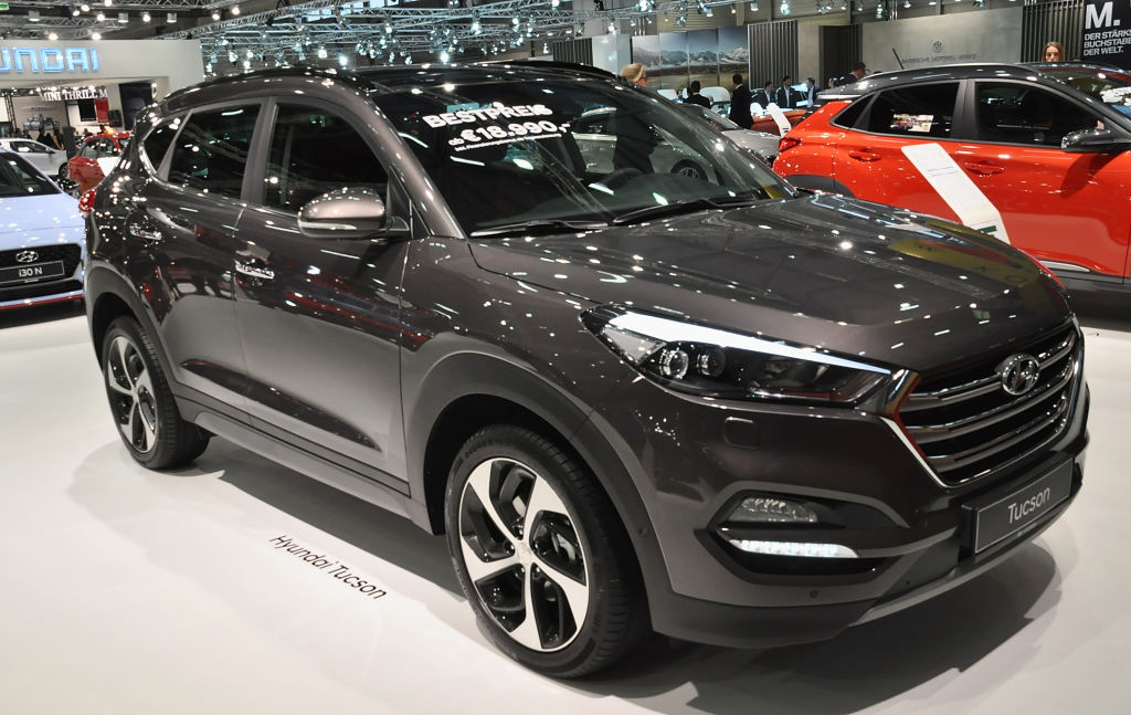 This Hyundai Tucson is displayed during the Vienna Autoshow, as part of Vienna Holiday Fair