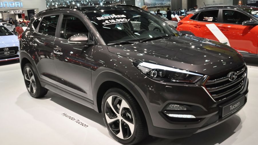 This Hyundai Tucson is displayed during the Vienna Autoshow, as part of Vienna Holiday Fair