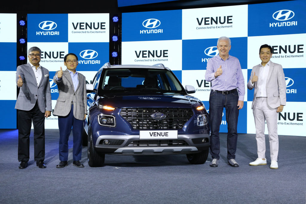 The launch of Indias first-ever fully connected SUV, Hyundai Venue, at Andaz Hotel, Aerocity