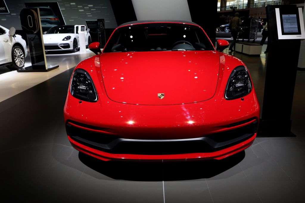 2018 Porsche 718 Boxster GTS is on display at the 110th Annual Chicago Auto Show at McCormick Place