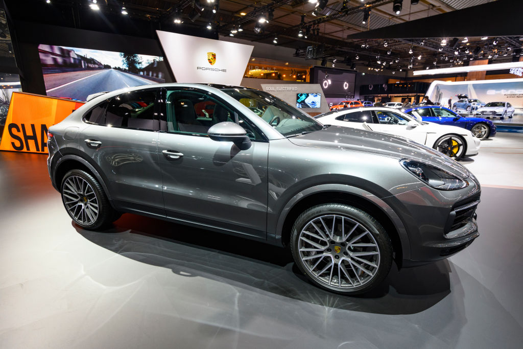 Porsche Cayenne Coupe luxury performance SUV on display at Brussels Expo