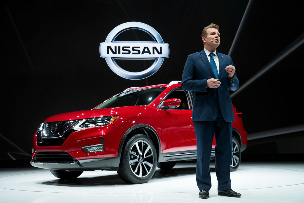 Christian Meunier, chairman of Nissan Canada, speaks about the 2018 Nissan Rogue at the New York International Auto Show