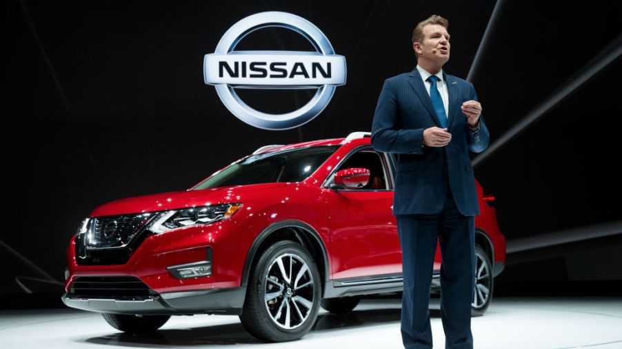 Christian Meunier, chairman of Nissan Canada, speaks about the 2018 Nissan Rogue at the New York International Auto Show