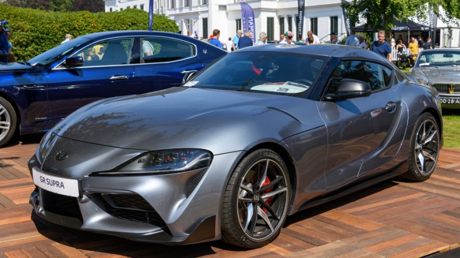 Toyota GR Supra modern Japanese sports car on display at the 2019 Concours d'Elegance