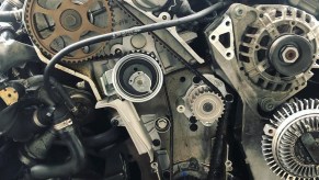 Timing belt exposed
