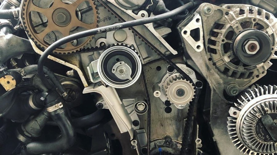 Timing belt exposed