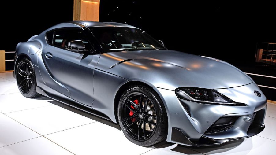 A new Toyota Supra on display at an auto show
