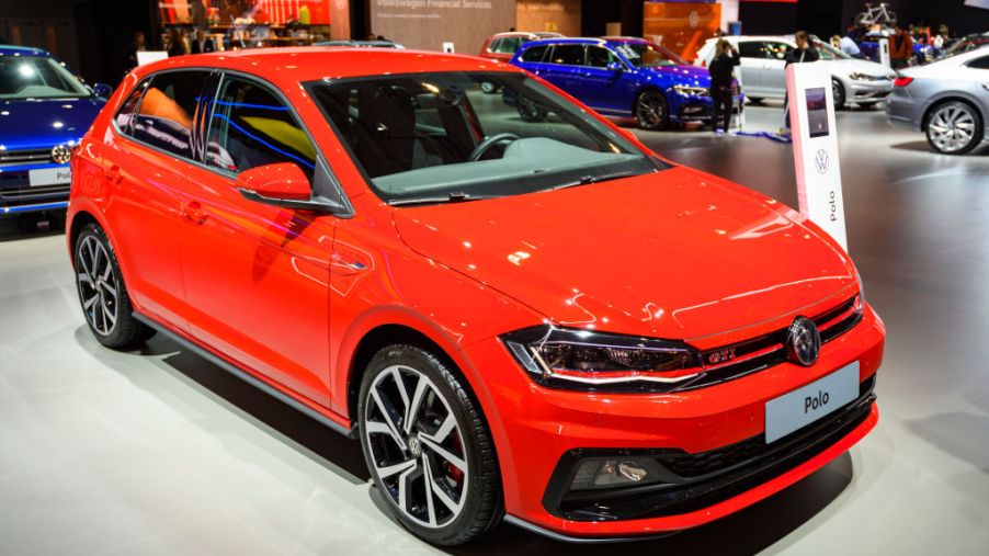Volkswagen Polo GTI compact hatchback car on display at Brussels Expo
