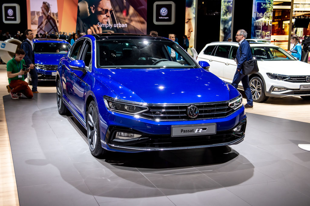 Volkswagen Passat R line is displayed during the first press day at the 89th Geneva International Motor Show