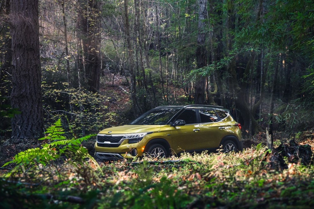 2021 Kia Seltos parked in the woods