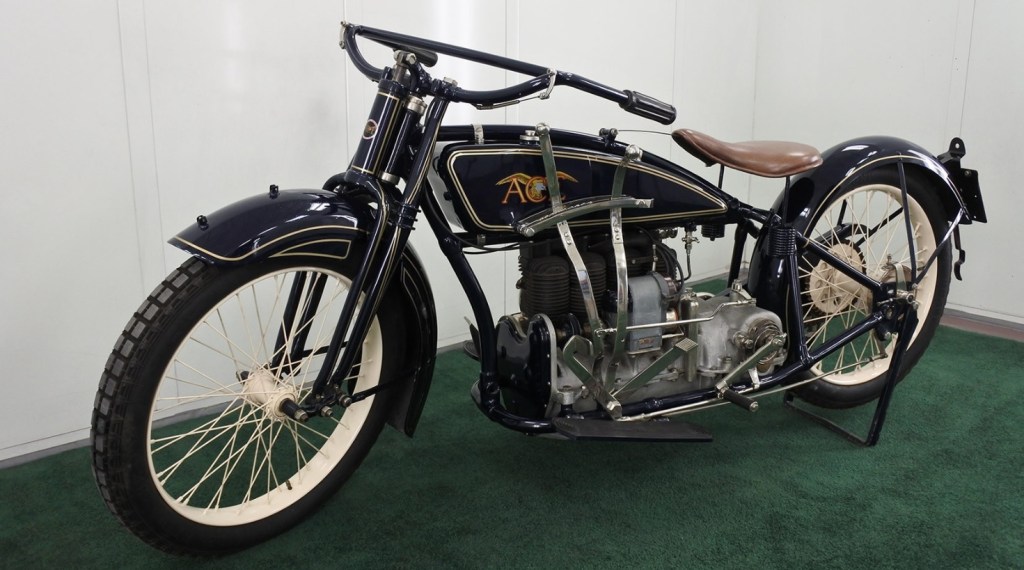 Dark blue 1920 Ace Four motorcycle