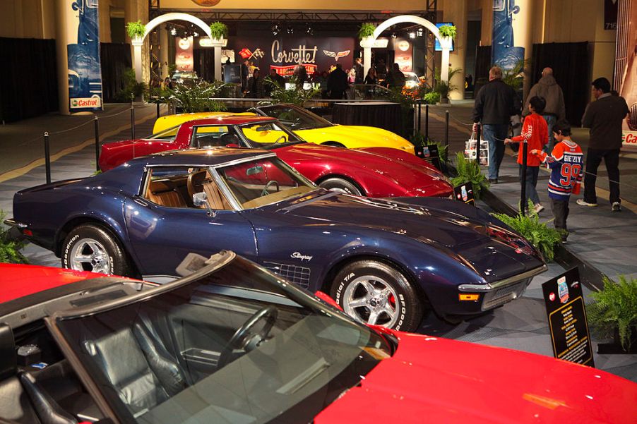 Canadian International Auto Show. The Corvette Exhibit showing off every step of the production from 1953 to the present. The Four Corvette in the this picture are Front to Back, the 1980 C4 (in red), a 1971 C3, next a 1980 C3, and in the back in yellow a 2004 C5