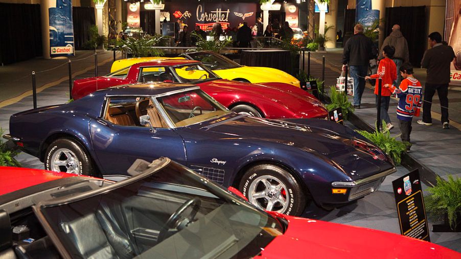 Canadian International Auto Show. The Corvette Exhibit showing off every step of the production from 1953 to the present. The Four Corvette in the this picture are Front to Back, the 1980 C4 (in red), a 1971 C3, next a 1980 C3, and in the back in yellow a 2004 C5