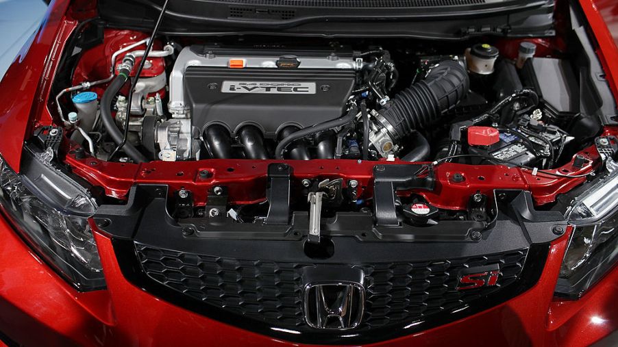 An engine on a 2012 Honda Civic opened up