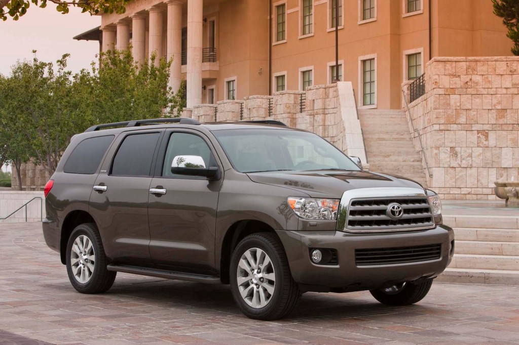 A 2016 Toyota Sequoia parked in the city 