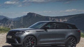 Steel-gray 2019 Land Rover Range Rover Velar SV Autobiography in front of mountain range
