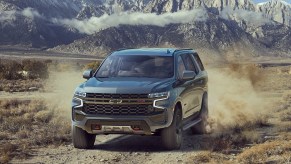 2021 Chevrolet Tahoe Z71 driving down dirty road