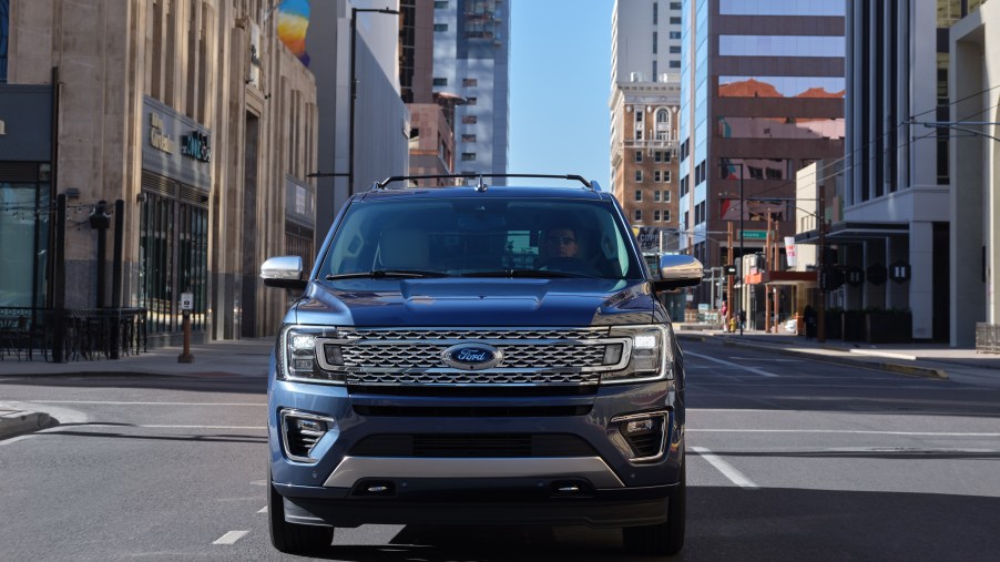 2020 Ford Expedition Platinum trim model driving in the city