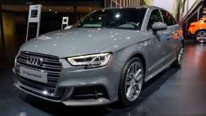 Audi A3 Sportback 40 TFSI e compact 5-door hatchback car on display at Brussels Expo