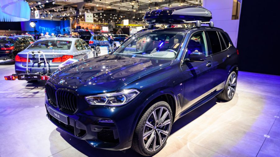 BMW X5 mid-size luxury SUV on display at Brussels Expo