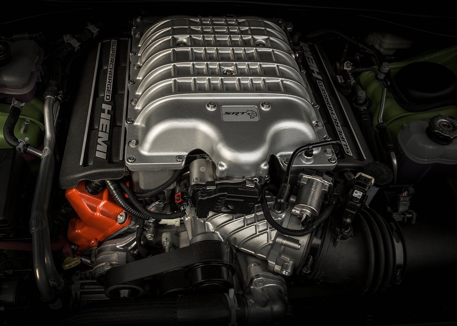 A supercharged 6.2-liter Hellcat HEMI® high-output V-8. It boasts 797 horsepower and 707 lb.-ft. of torque