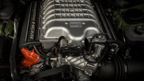 A supercharged 6.2-liter Hellcat HEMI® high-output V-8. It boasts 797 horsepower and 707 lb.-ft. of torque
